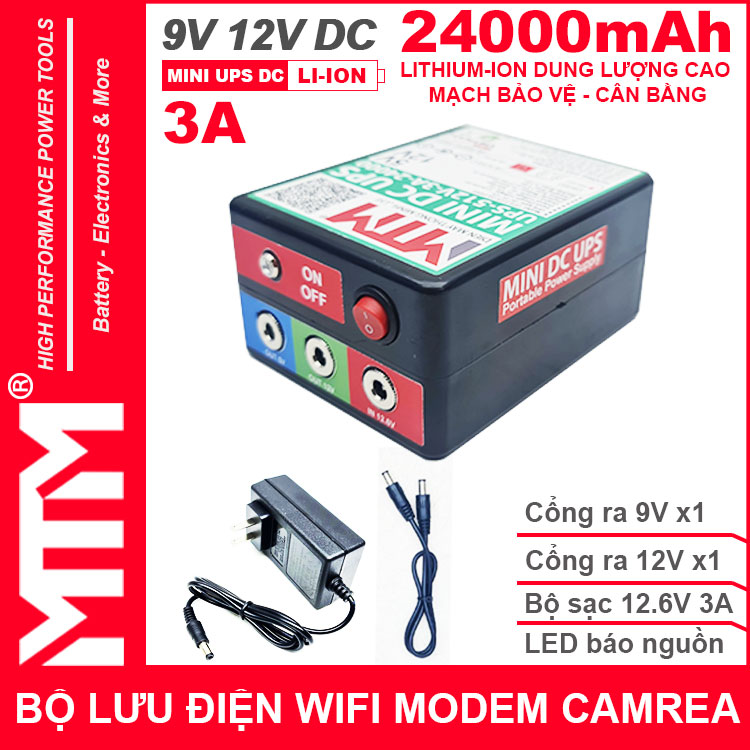 Bo Nguon Dien Du Phong Wifi Modem Camera 9V12V 3A 24000mah