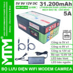 Bo Nguon Du Phong Wifi Modem Camera USB 5V 12V 5A 31200mah Led Bao Vont