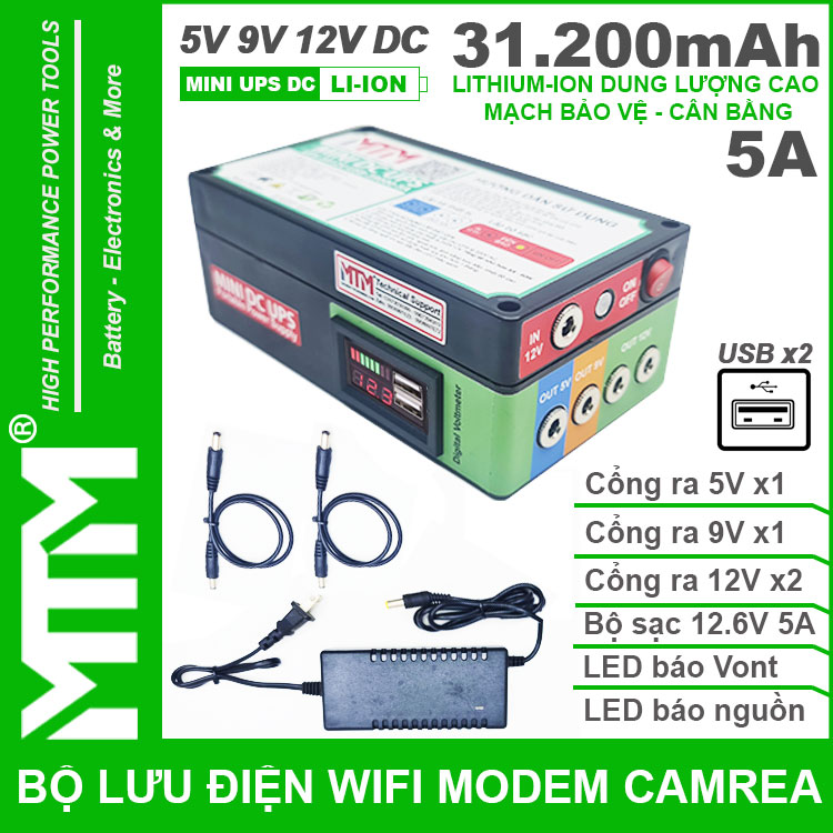 Bo Nguon Du Phong Wifi Modem Camera USB 5V 12V 5A 31200mah Led Bao Vont
