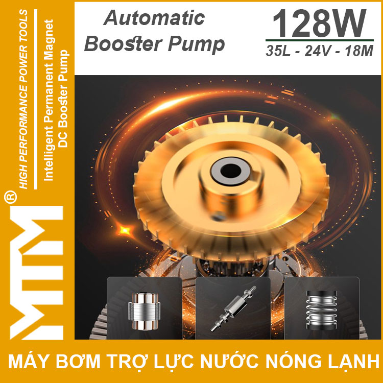 May Bom Tang Ap Tro Luc Nuoc Nong Lanh 24V 128W 35L 18M BINTAIKE Canh Quat
