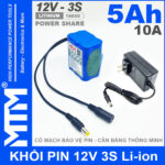 Pin 12v 10a 5000mah MTM Kem Sac