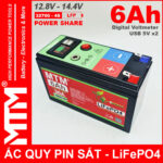 Binh Ac Quy Pin Sat 12V8 USB 6Ah 30A MTM
