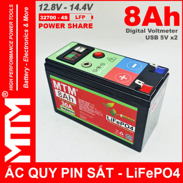 Binh Ac Quy Pin Sat 12V8 USB 8Ah 30A MTM