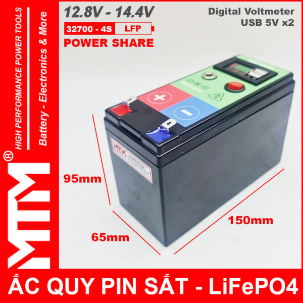 Binh Ac Quy Pin Sat 12V8 USB Kich Thuoc